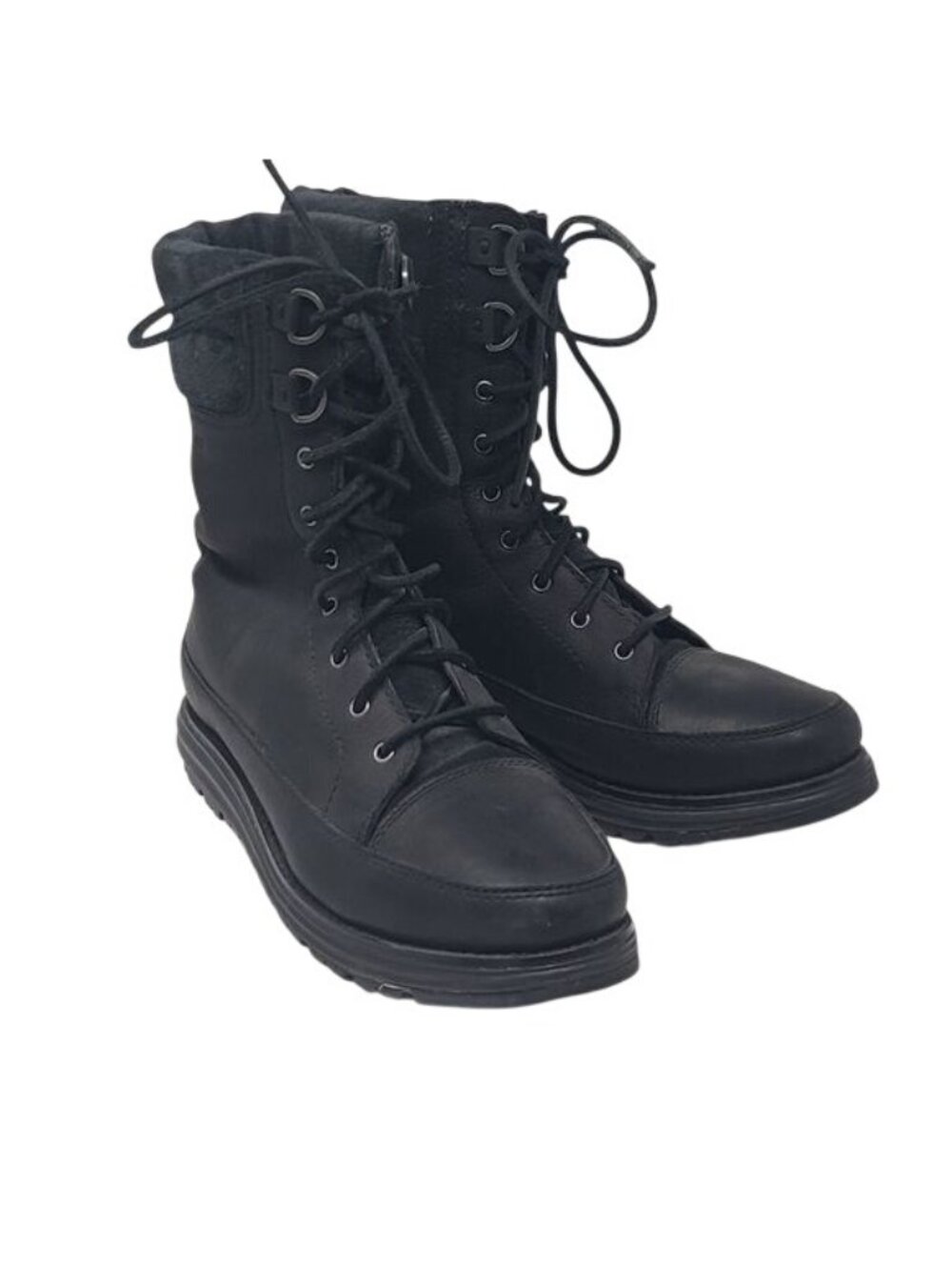 Cole Haan Grand OS Waterproof Black Leather Lace-Up Boots Size 9.5